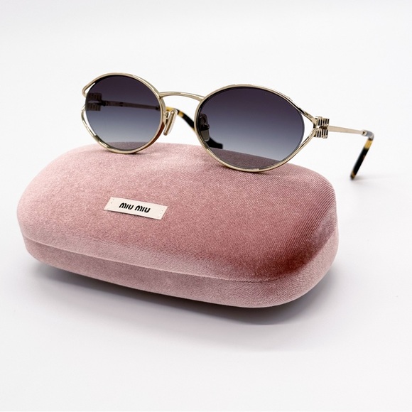 NEW MIU MIU SMU 52Y ZVN5D1 OVAL MU 52YS ZVN5D1 GOLD WOMEN SUNGLASSES MU52YS main image 6